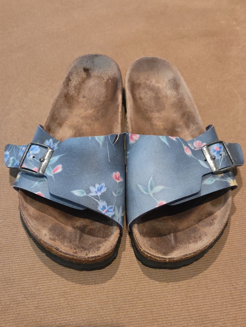 Papillio By Birkenstock Blue Floral Slide Sandals Size 39